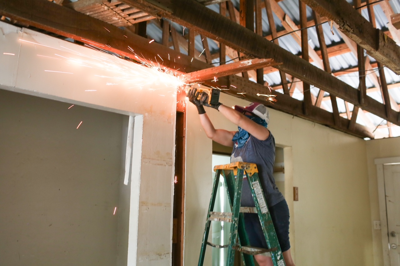 Interior ceiling work at Calvary Chapel Roatán